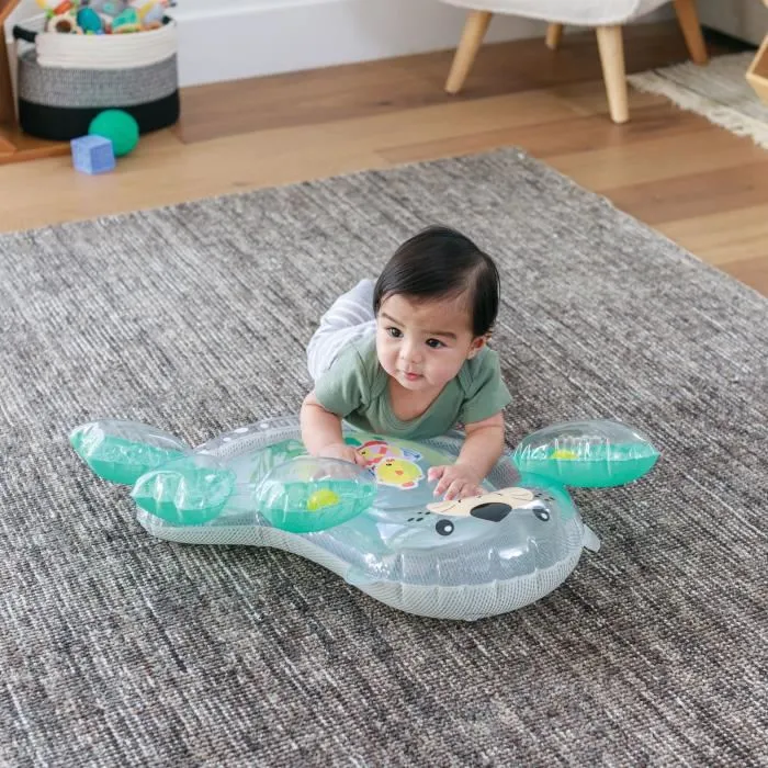 Infantino Tapis d'eau Sensoriel Otarie Géant avec Hochet et Grelots, Jeu Multisensoriel pour Bébé
