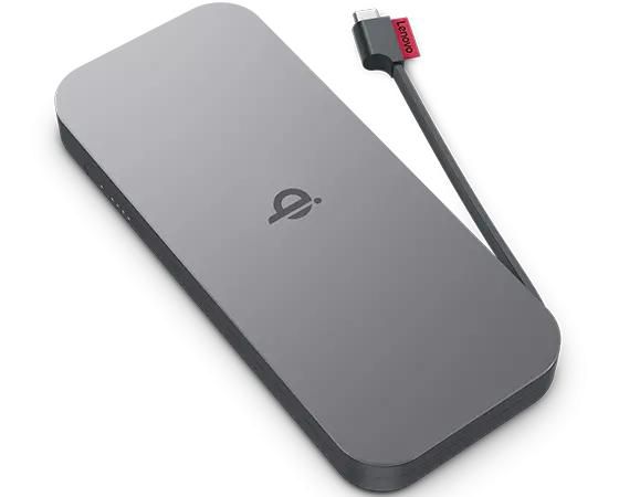 Lenovo Power Bank Sans Fil 10000 mAh avec Charge Rapide Qi 15W et Ports USB-C pour Smartphones et Tablettes
