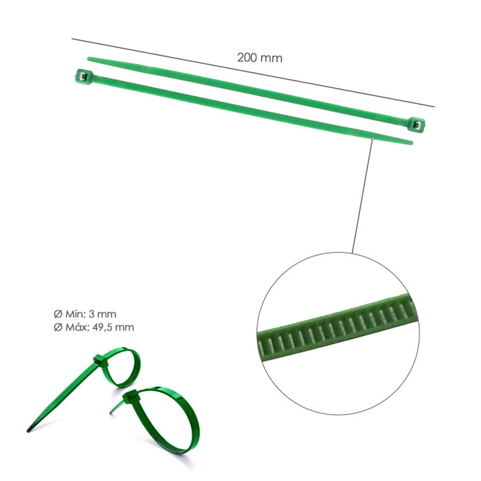 WOLFPACK LINEA PROFESIONAL Colliers de serrage en nylon vert 4,6 x 200 mm (100 unités) WOLFPACK LINEA PROFESIONAL Colliers de serrage en nylon vert 4,6 x 200 mm (100 unités)