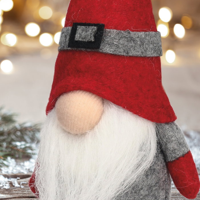 Bambasy Gnome de Noël Rubbels, Rouge et Gris, 13cm