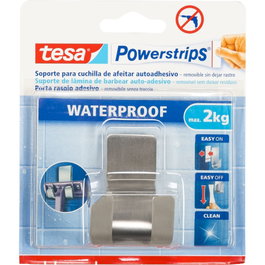 Tesa Powerstrips Porte-rasoir Waterproof Zoom Metal Argent