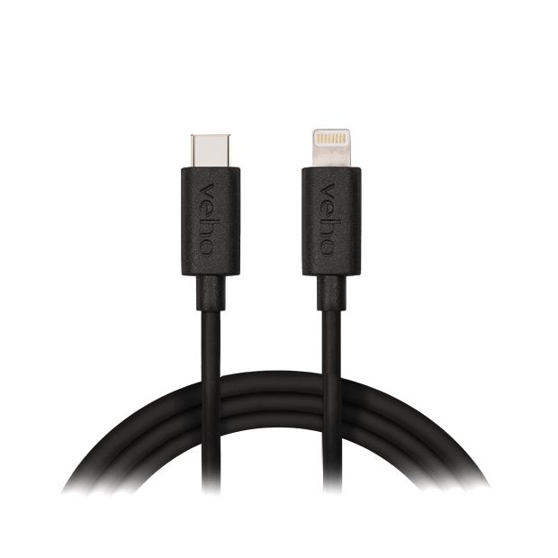 Veho Câble USB-C vers Lightning certifié Apple MFi 1m - Charge et synchronisation pour iPhone, iPad, AirPods (noir)