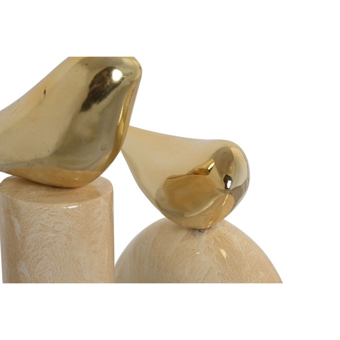 Home ESPRIT Figurine Décorative Oiseaux Romantique Doré Ivoire