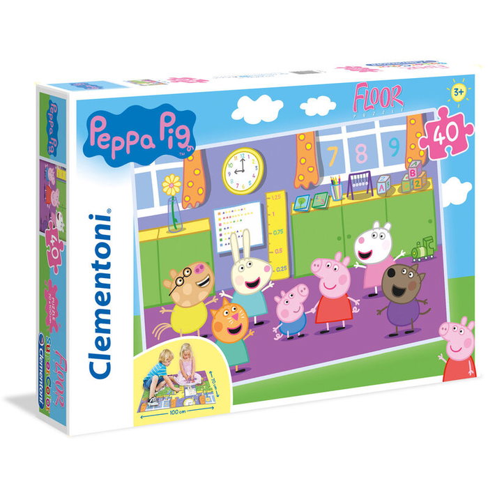 Clementoni Puzzle de sol pour enfants Peppa Pig 40 pièces, taille 100x70 cm