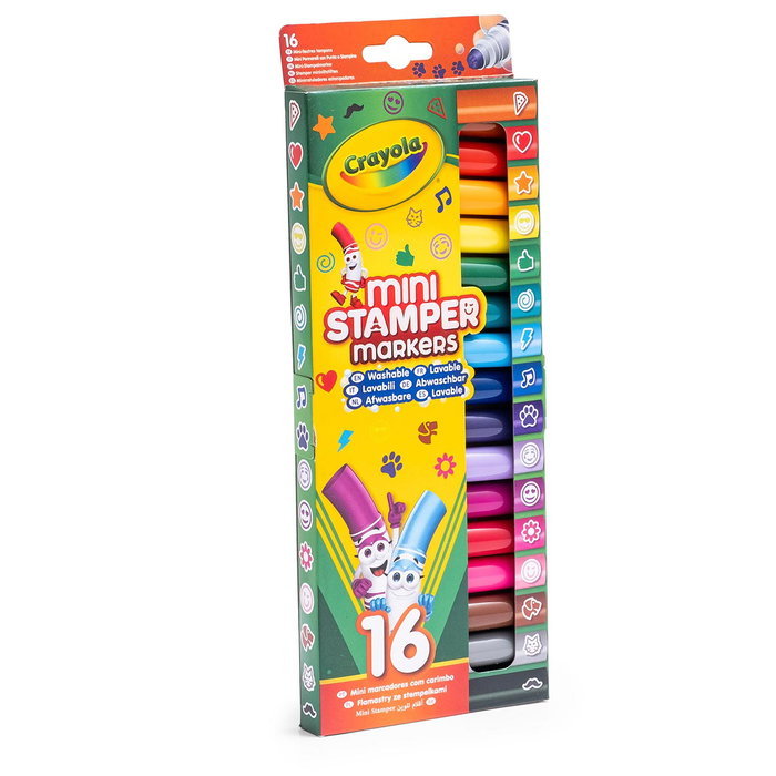Crayola 16 Mini Marqueurs Tamponneurs Emoji 58-8741, Tintas Lavables, Corps Large, Pour Enfants Dès 3 Ans