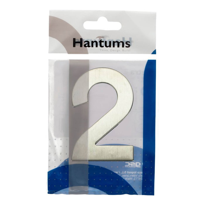 Hantums Numéro de porte 2 en acier inoxydable avec adhésif