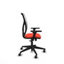 Chaise Motilla Synchro 3 positions tissu Orange foncé Maille Blanc Base pyramidale noire Accoudoir 3D Sans appui-tête Roulettes 65mm pour moquette