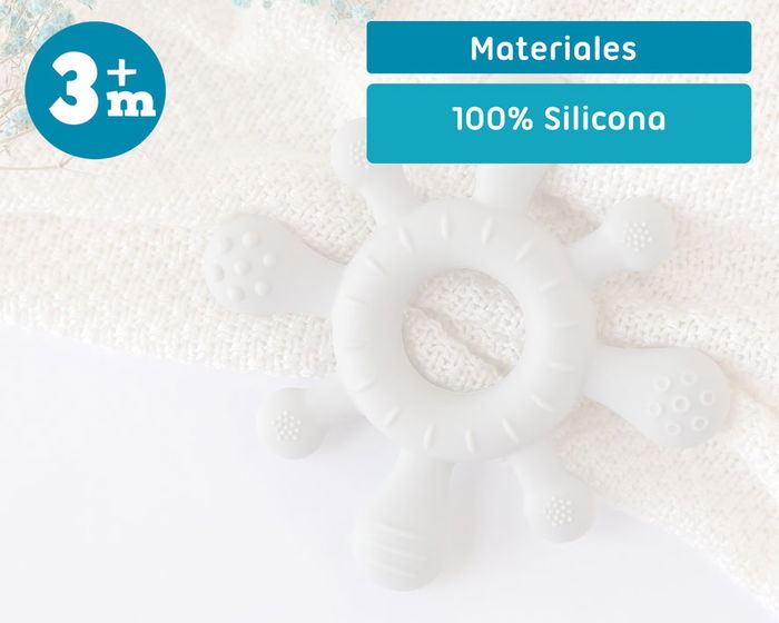 KioKids Mordedor Estrella Silicone Grise pour Bébé - Anneau de Dentition en Silicone 100% Sans BPA pour Bébés à partir de 3 Mois, Texture Stimulante pour Encías