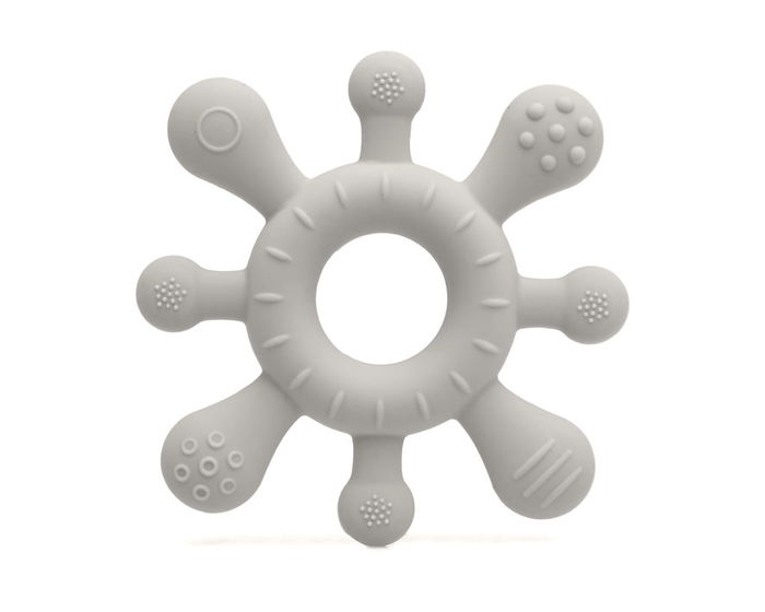 KioKids Mordedor Estrella Silicone Grise pour Bébé - Anneau de Dentition en Silicone 100% Sans BPA pour Bébés à partir de 3 Mois, Texture Stimulante pour Encías