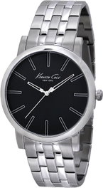 Kenneth Cole IKC9231 avec bracelet en acier argenté et cadran noir