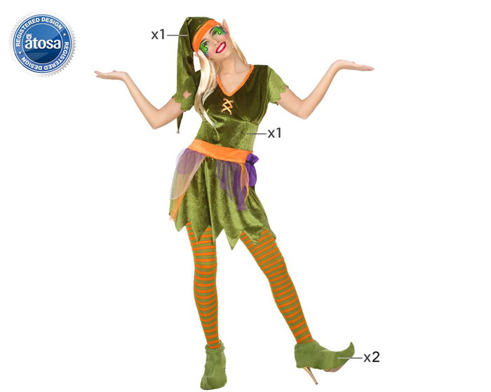Disfraz Duende Mujer Adulto Verde XS-S Disfraz Duende Mujer Adulto Verde XS-S