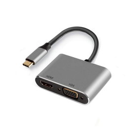 Ewent EW9700 Adaptateur USB-C vers HDMI 4K et VGA, 15 cm