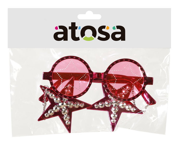 Lunettes de soleil rondes fuchsia avec étoiles glam rock Lunettes de soleil rondes fuchsia avec étoiles glam rock