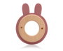 KioKids - Mordedor en bois de hêtre et silicone rose forme lapin pour bébé +3 mois, jouet de dentition écologique pour massage des gencives