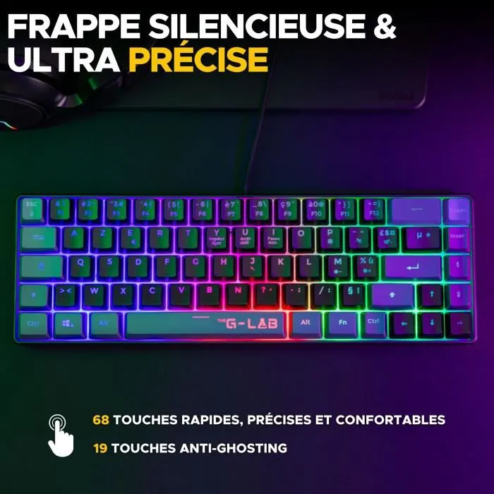 The G Lab Pack 2 en 1 Combo Hydrogen BKG Clavier Azerty Souris Filaire Noir