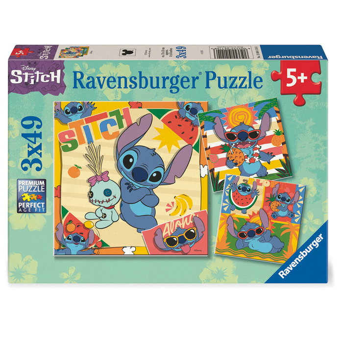 Ravensburger - Puzzle Disney Stitch - 3 puzzles de 49 pièces - Dimensions 21x21cm - À partir de 5 ans Ravensburger - Puzzle Disney Stitch - 3 puzzles de 49 pièces - Dimensions 21x21cm - À partir de 5 ans