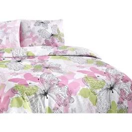 Parure de lit 1 housse de couette 220 x 240 cm + 2 taies d'oreiller 60 x 60 cm en coton et polyester rose - Lavable machine