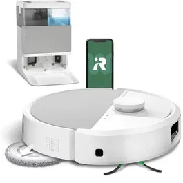 iRobot Roomba Plus 505 Combo avec Base Multifonction AutoWash, Aspirateur Robot Laveur, Puissance 7000 Pa, Autonomie 1h45, Réservoir 295 ml, IA PrecisionVision, Blanc