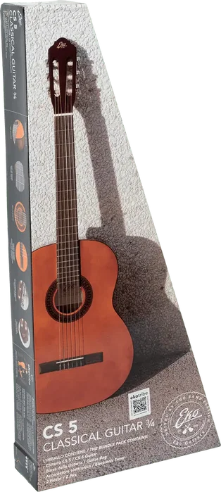 EKO Pack Guitare Classique 3/4 Studio 5 Naturel avec Housse, Accordeur et Médiators