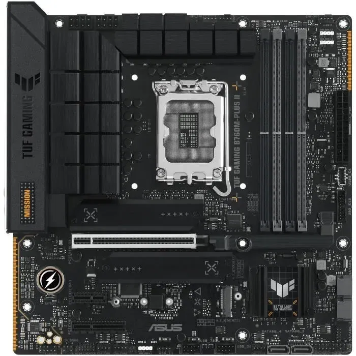 Carte mère ASUS TUF GAMING B760M-PLUS II - micro ATX Intel B760 LGA 1700 avec RAM DDR5, M.2 PCIe 4.0, SATA III et LAN 2.5 GbE Carte mère ASUS TUF GAMING B760M-PLUS II - micro ATX Intel B760 LGA 1700 avec RAM DDR5, M.2 PCIe 4.0, SATA III et LAN 2.5 GbE