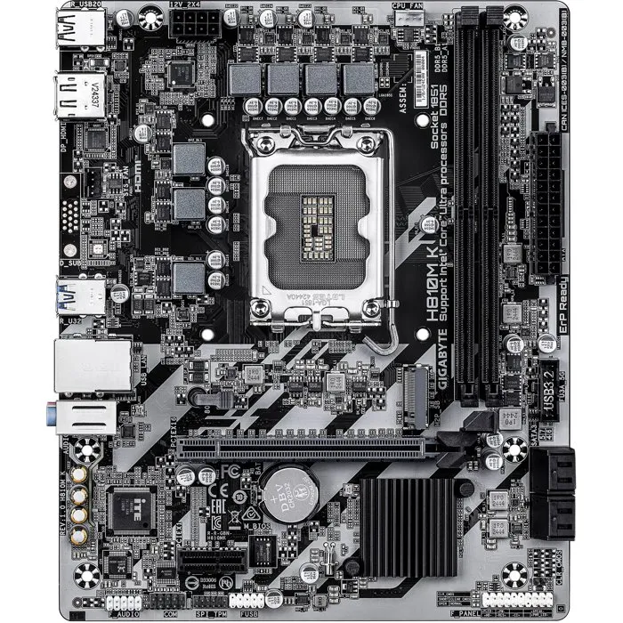 Gigabyte Carte mère H810M K Micro-ATX Chipset Intel H810 Compatible Mémoire DDR4 pour PC Bureautique et Multimédia