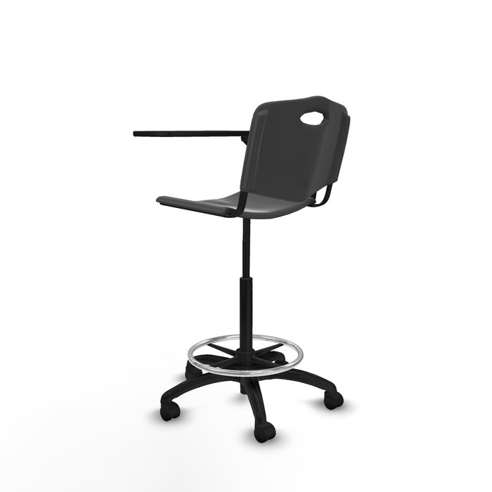 Tabouret Taburete Robledo Pivotant Chlorure de polyvinyle Gris foncé Structure polyamide noire Non applicable Sans appui-tête Roulettes en nylon 50 mm