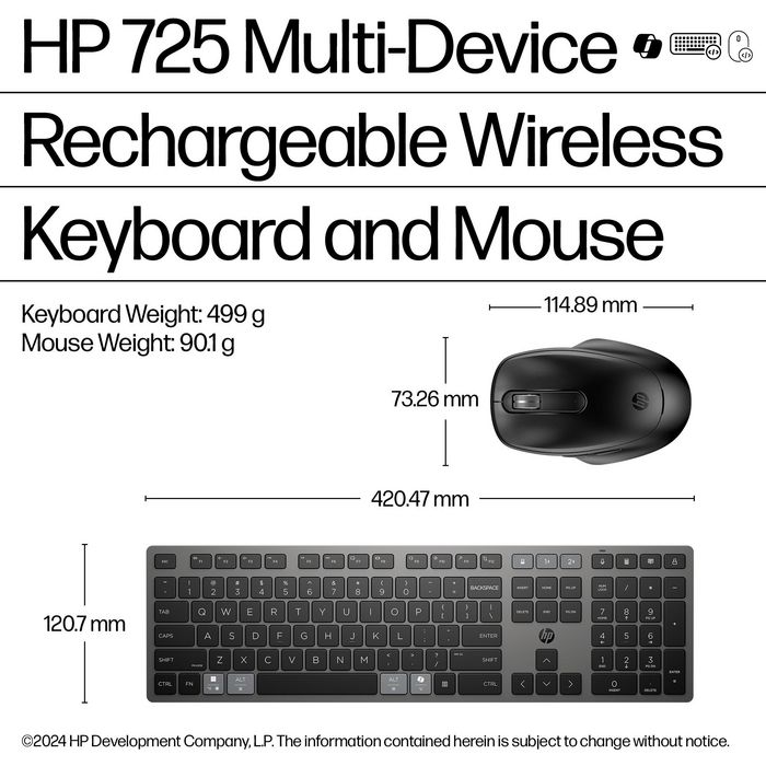 HP Ensemble clavier et souris sans fil rechargeable HP 725 noir HP Ensemble clavier et souris sans fil rechargeable HP 725 noir