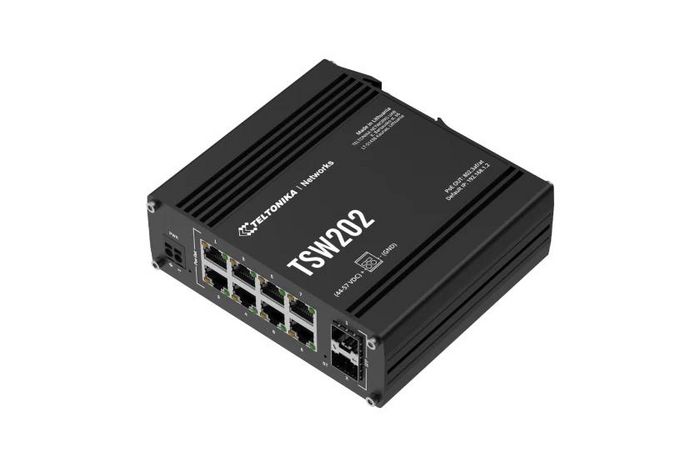 Teltonika Networks TSW202 Commutateur managé PoE+ 8 ports Gigabit avec 2 ports SFP pour communication fibre optique