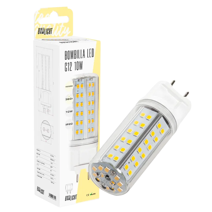 BX3 LIGHT Ampoule LED G12 10W, 1050 Lumen, 6000 K Blanc Froid, 40000 Heures - BX3-G12-2835-10W-CW