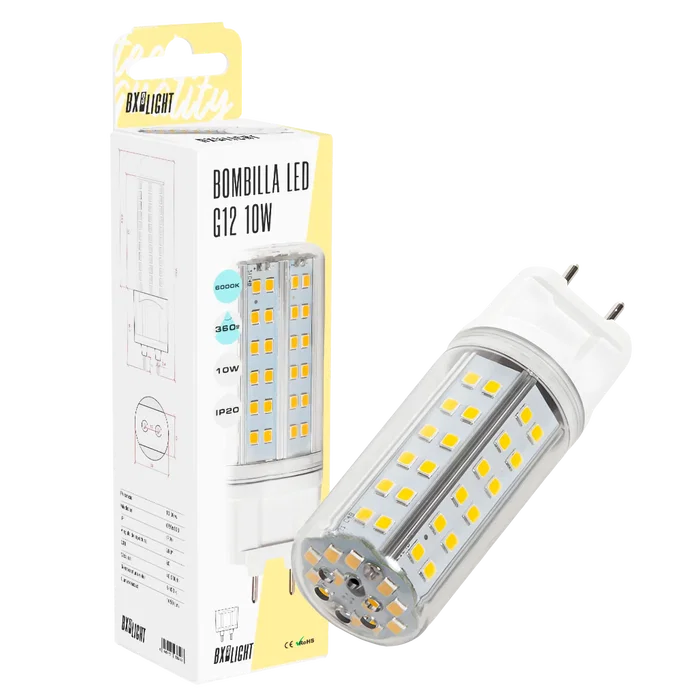 BX3 LIGHT Ampoule LED G12 10W, 1050 Lumen, 6000 K Blanc Froid, 40000 Heures - BX3-G12-2835-10W-CW BX3 LIGHT Ampoule LED G12 10W, 1050 Lumen, 6000 K Blanc Froid, 40000 Heures - BX3-G12-2835-10W-CW