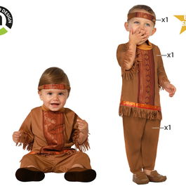 Disfraz, costume bébé indien 24 mois, 3 pièces - accessoire tête, tee-shirt, pantalon en polyester - thème western et far west