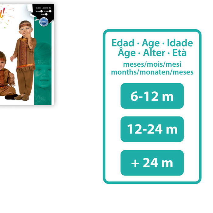 Disfraz, costume bébé indien 24 mois, 3 pièces - accessoire tête, tee-shirt, pantalon en polyester - thème western et far west