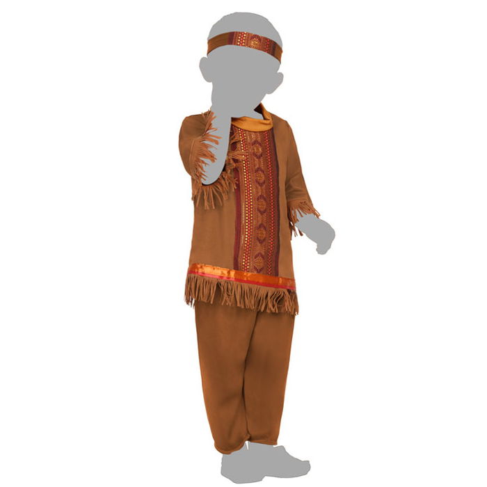 Disfraz, costume bébé indien 24 mois, 3 pièces - accessoire tête, tee-shirt, pantalon en polyester - thème western et far west