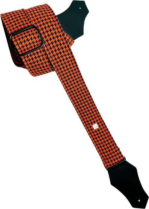 GETM Correa Guit/Bajo Fly Hounds Tooth Orange Getm - Sangle de guitare/basse en nylon, polyester et cuir, réglable 165 cm GETM Correa Guit/Bajo Fly Hounds Tooth Orange Getm - Sangle de guitare/basse en nylon, polyester et cuir, réglable 165 cm