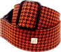 GETM Correa Guit/Bajo Fly Hounds Tooth Orange Getm - Sangle de guitare/basse en nylon, polyester et cuir, réglable 165 cm
