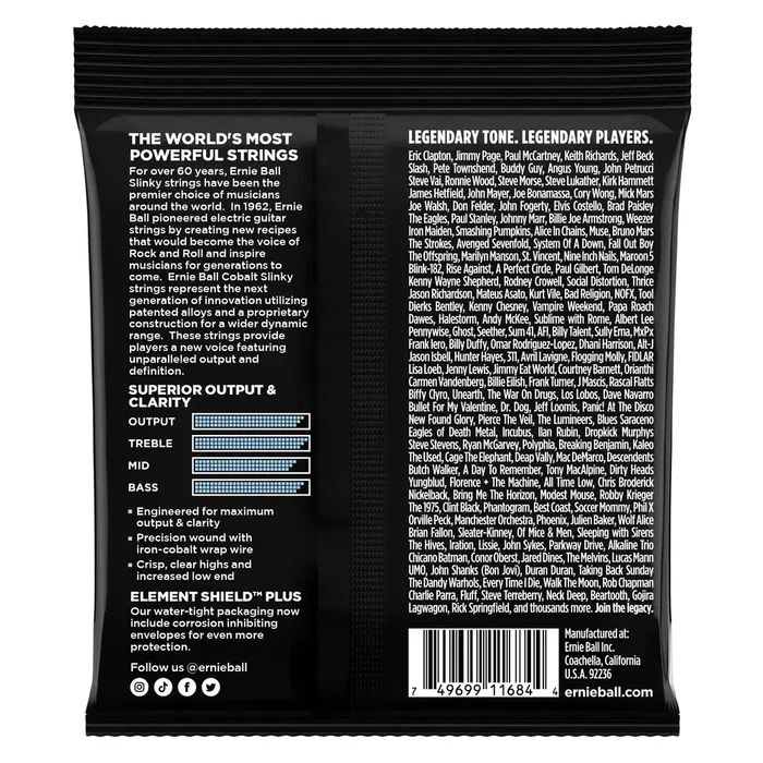 Ernieball Cobalt Slinky Primo 9.5-44 Jeu de cordes électriques
