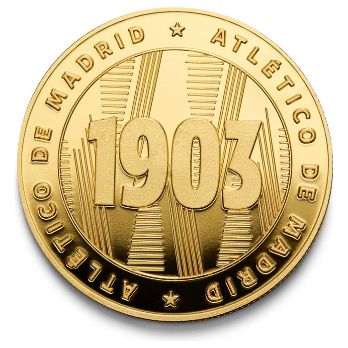 Atlético de Madrid - Monnaie Édition Spéciale 1903 Commémorative en Or - Pièce Officielle de Collection 4 cm - Club de Football