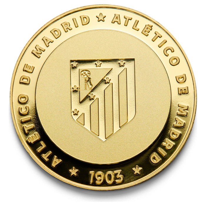Atlético de Madrid - Monnaie Édition Spéciale 1903 Commémorative en Or - Pièce Officielle de Collection 4 cm - Club de Football