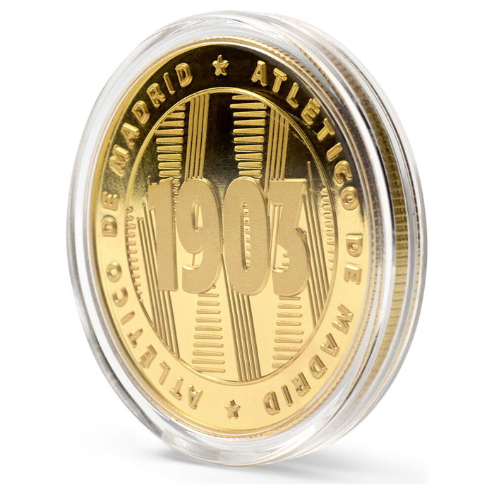 Atlético de Madrid - Monnaie Édition Spéciale 1903 Commémorative en Or - Pièce Officielle de Collection 4 cm - Club de Football