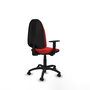 Chaise Algarra Contact permament de base Cuir écologique Rouge Structure polyamide noire Accoudoir 1D Sans appui-tête Roulettes autofreinées