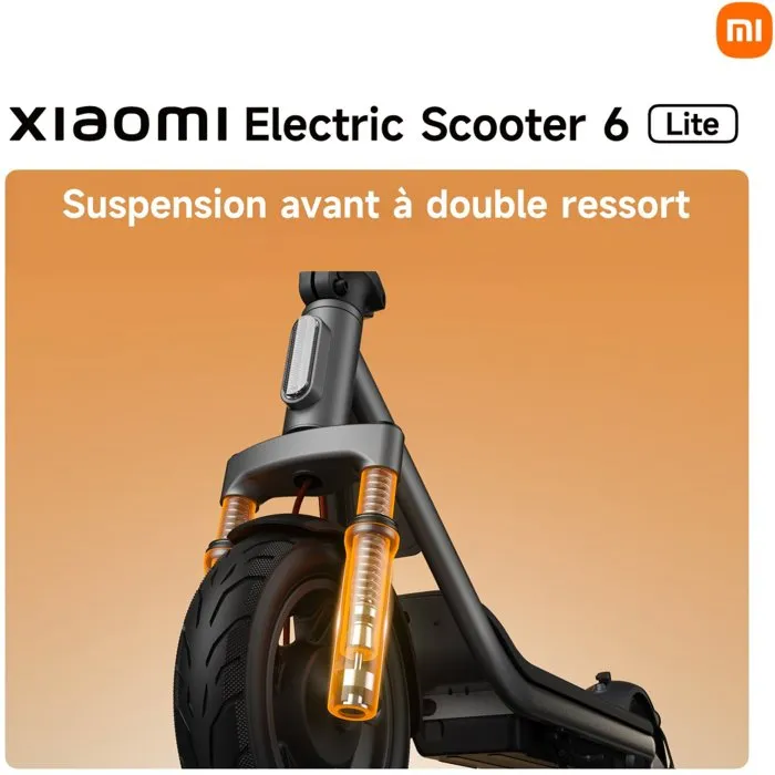Xiaomi Electric Scooter 6 Lite - Trottinette électrique 10" - 500 W - Autonomie 25 km - 25 km/h - Noir
