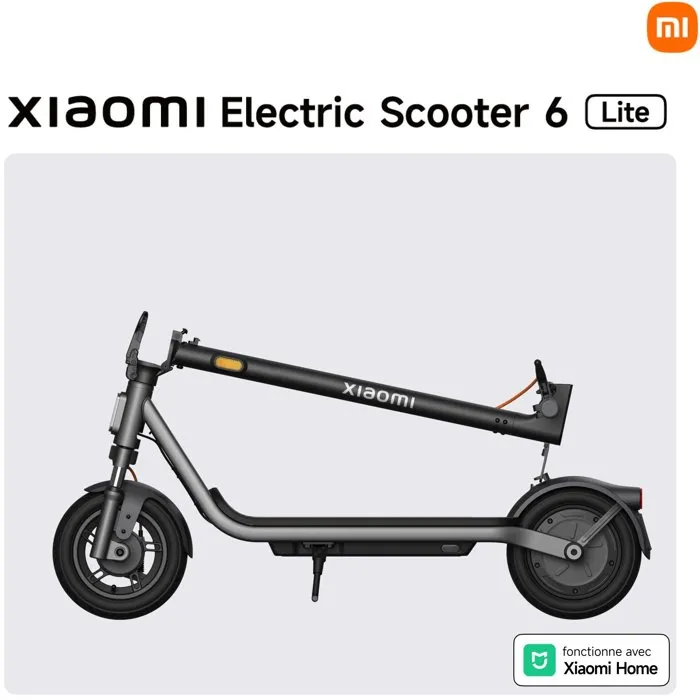 Xiaomi Electric Scooter 6 Lite - Trottinette électrique 10" - 500 W - Autonomie 25 km - 25 km/h - Noir