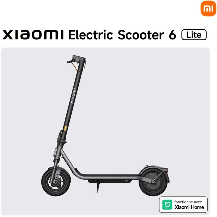 Xiaomi Electric Scooter 6 Lite - Trottinette électrique 10" - 500 W - Autonomie 25 km - 25 km/h - Noir