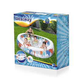 Bestway 54066 Piscine Gonflable Elliptique 229x152x51 cm pour Enfants +6 Ans Jardin