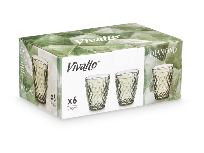 Vivalto Verre Diamant Vert 270 ml 8 x 10 x 8 cm (Set de 24)