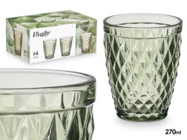 Vivalto Verre Diamant Vert 270 ml 8 x 10 x 8 cm (Set de 24)