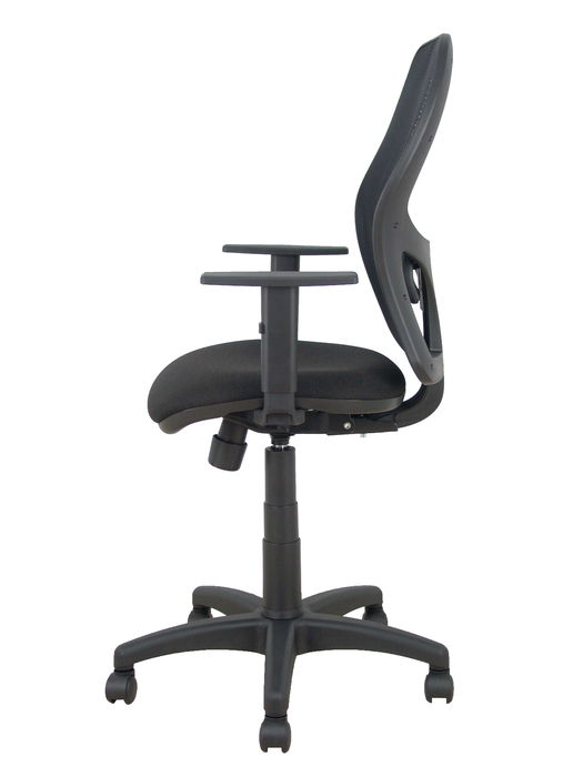 Chaise Alocén Synchrone/Traslack tissu Noir Structure polyamide noire Accoudoir 1D Sans appui-tête Roulettes en nylon 50 mm