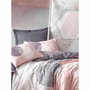 BigBuy Home Parure de couette 220 x 240 cm Gris, Rose et Blanc en 100% coton renforcé