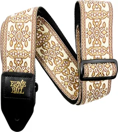 Ernie Ball Corréa Guitare/Basse Jacquard Golden Tapestry - 5cm, Extrémités Cuir