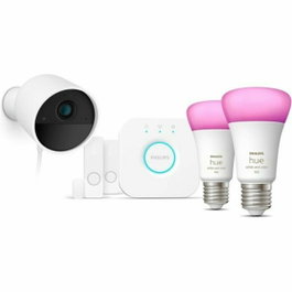 Philips Hue Kit de démarrage Secure avec caméra 1080p, 2 capteurs de contact, 2 ampoules et pont